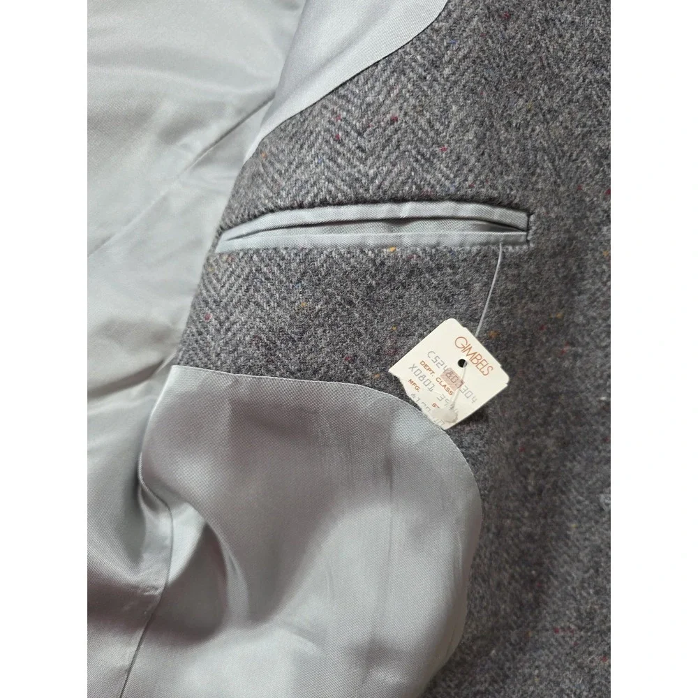 Vintage Imperial Haggar Wool Blazer 44R Gray Herringbone USA $115